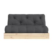 2-seater sofa bed in pine and dark grey fabric 140x200cm Flip Raw - Karup Design