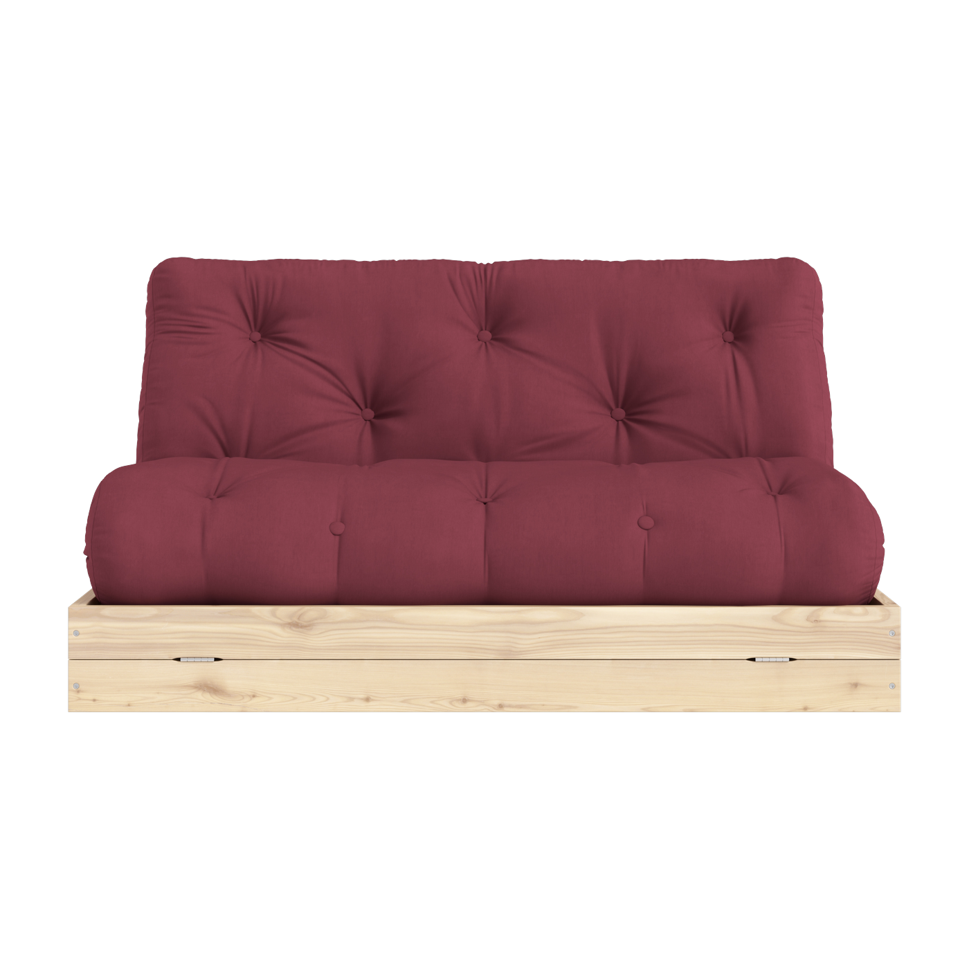 Canapé-lit 2 places en pin et tissu bordeaux 140x200cm Flip Raw - Karup Design
