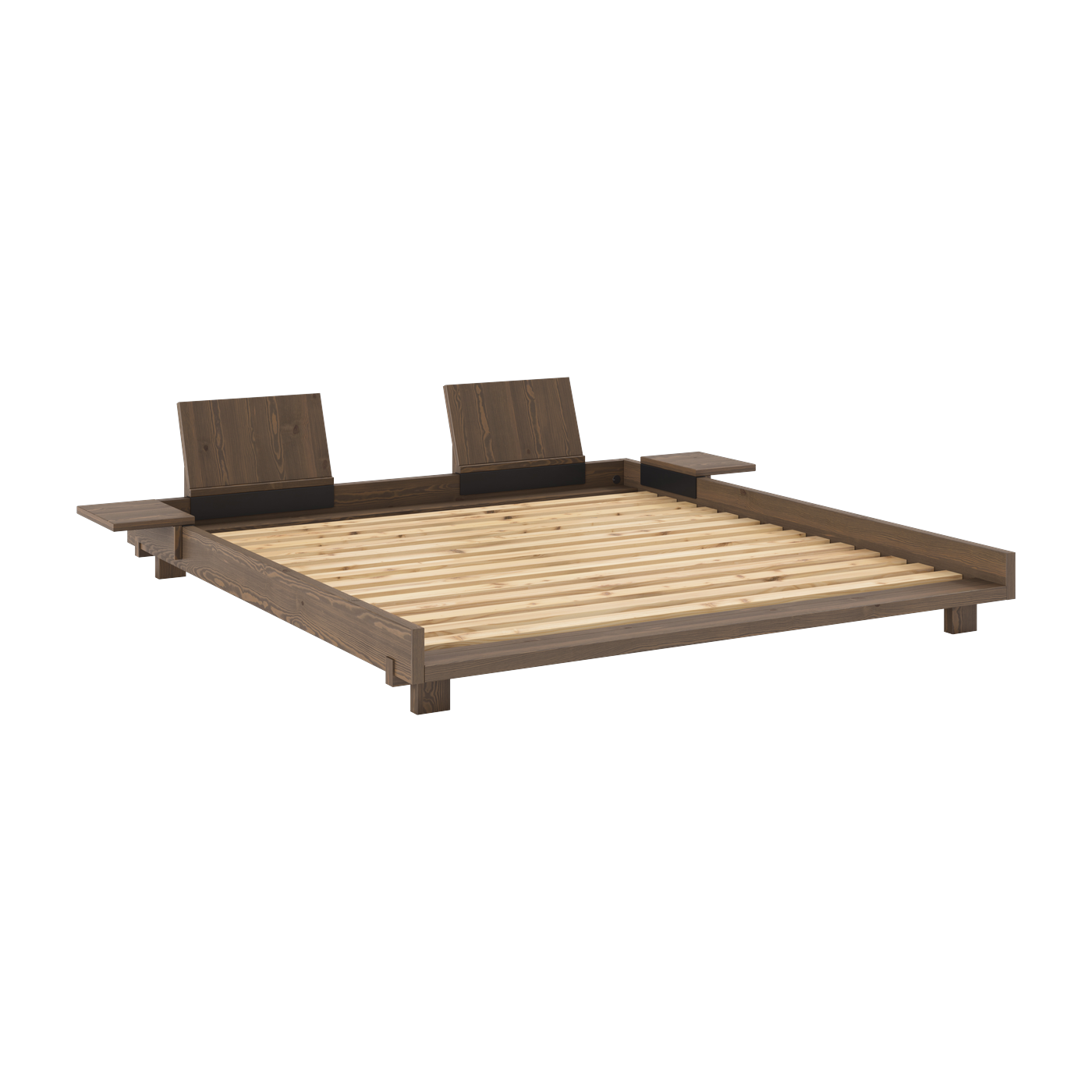 Lattenrost aus Holz carob brown mit 2 Rückenlehnen und Beistelltischen 180x200cm Social bed - Karup Design