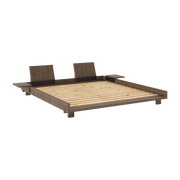 Base letto in legno marrone carruba con 2 schienali e tavolini 180x200cm Social bed - Karup Design