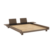 Base letto in legno marrone carruba con 2 schienali e tavolini 160x200cm Social bed - Karup Design