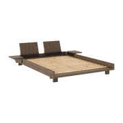 Base letto in legno marrone carruba con 2 schienali e tavolini 140x200cm Social bed - Karup Design