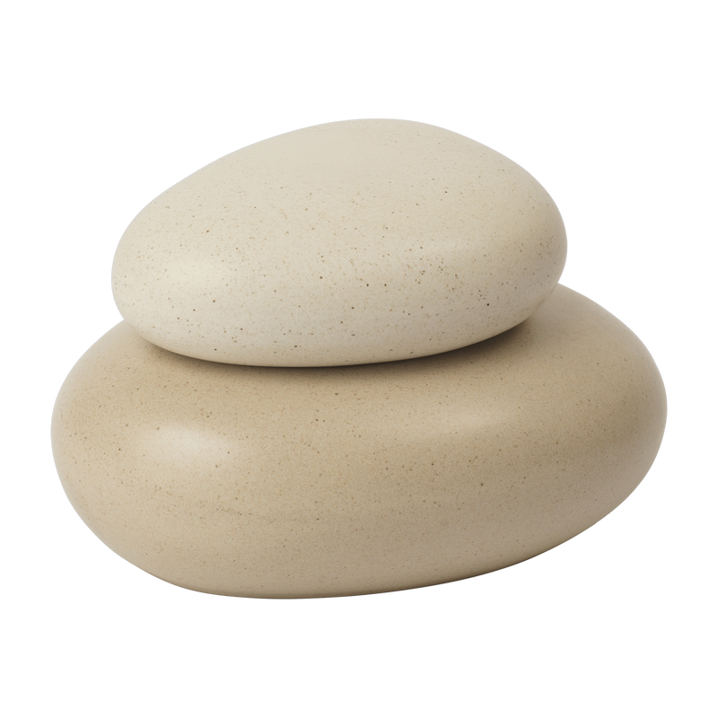 Scatola a forma di galet in gres smaltato sabbia 16x9x12cm - Ferm Living