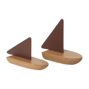 2 Boote aus dunklem Pekannuss-Eichenholz Opty boat – Ferm living