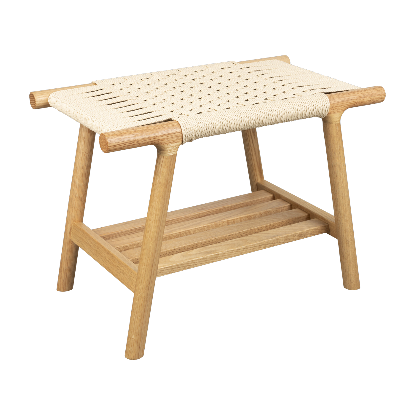 Hocker aus Eiche mit geflochtener Sitzfläche 35 x 60 x 43 cm Kintaro – Dutchbone