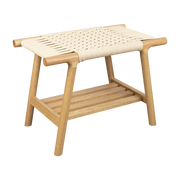 Hocker aus Eiche mit geflochtener Sitzfläche 35 x 60 x 43 cm Kintaro – Dutchbone