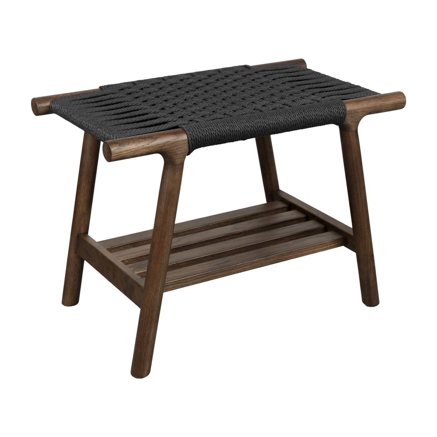 Hocker aus Eiche mit braunem Flechtgeflecht 35 x 60 x 43 cm Kintaro – Dutchbone