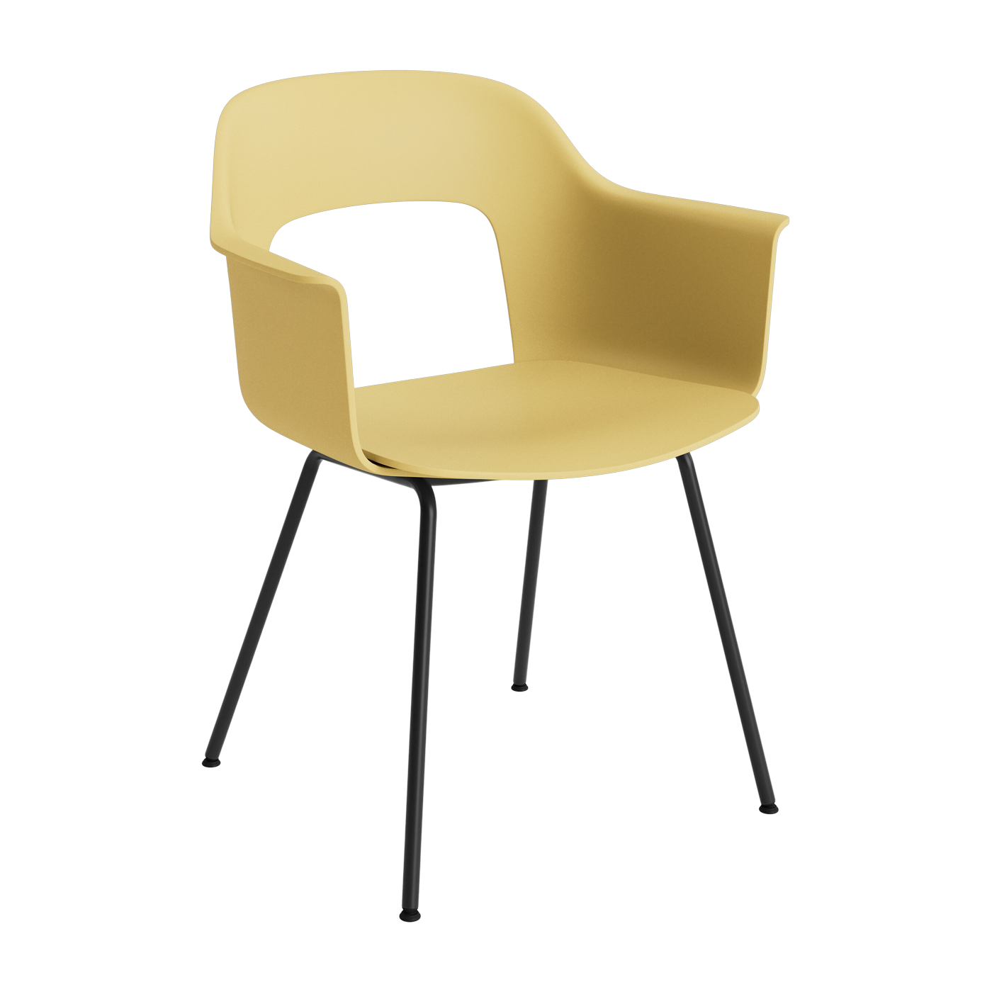 Sedia con braccioli giallo e acciaio nero Layout 211 - HAY