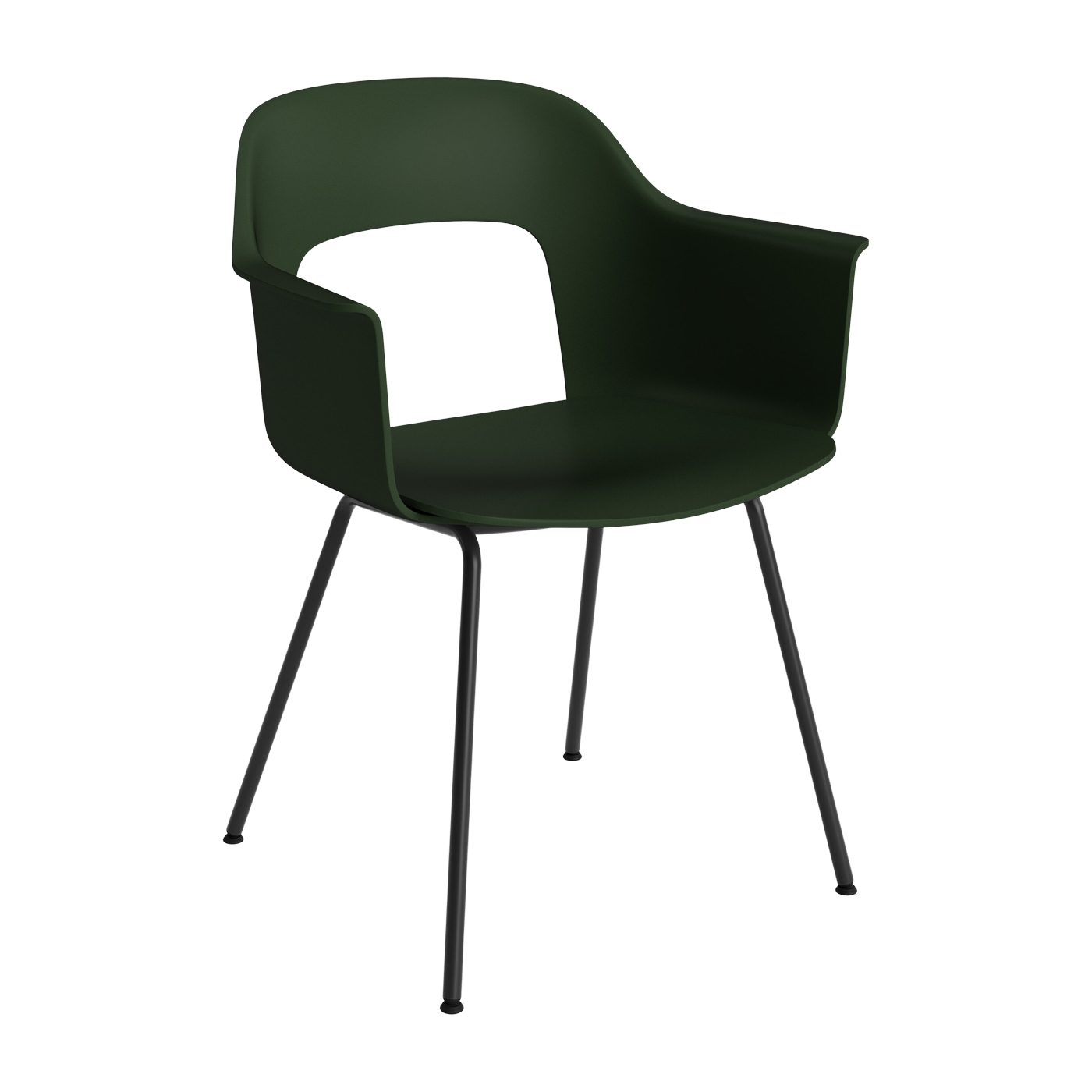 Sedia con braccioli verde bottiglia e acciaio nero Layout 211 - HAY