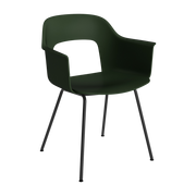 Silla con reposabrazos verde botella y acero negro Layout 211 - HAY