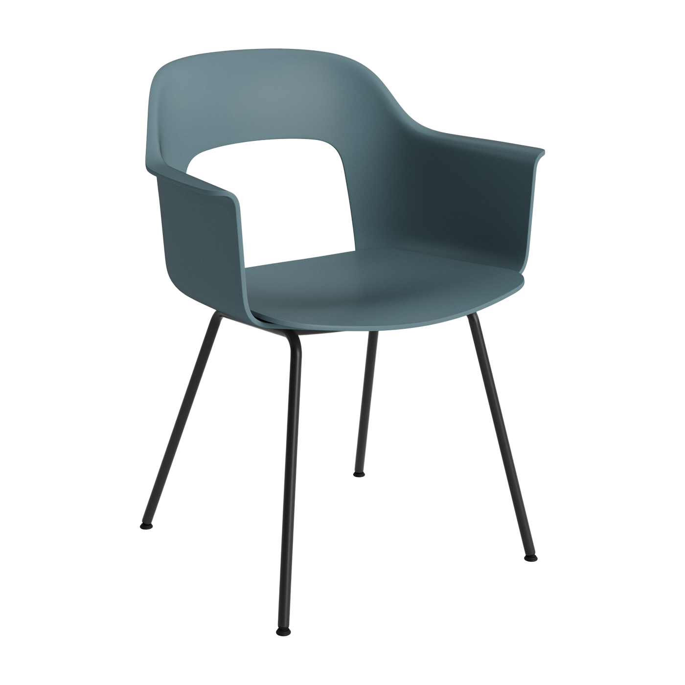 Sedia con braccioli blu oceano e acciaio nero Layout 211 - HAY