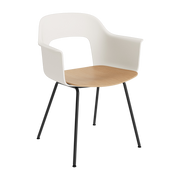 Sedia con braccioli bianco crema in legno e acciaio nero Layout 212 - HAY