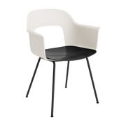 Sedia con braccioli bianco crema, legno nero e acciaio nero Layout 212 - HAY