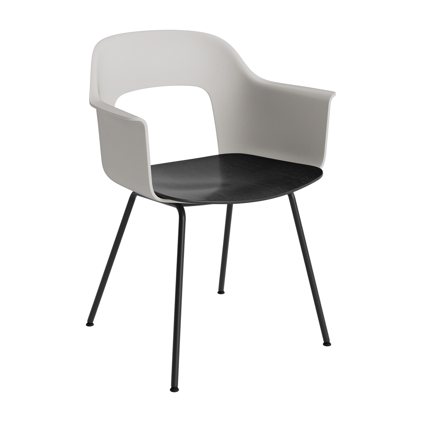 Sedia con braccioli grigio cielo, legno nero e acciaio nero Layout 212 - HAY