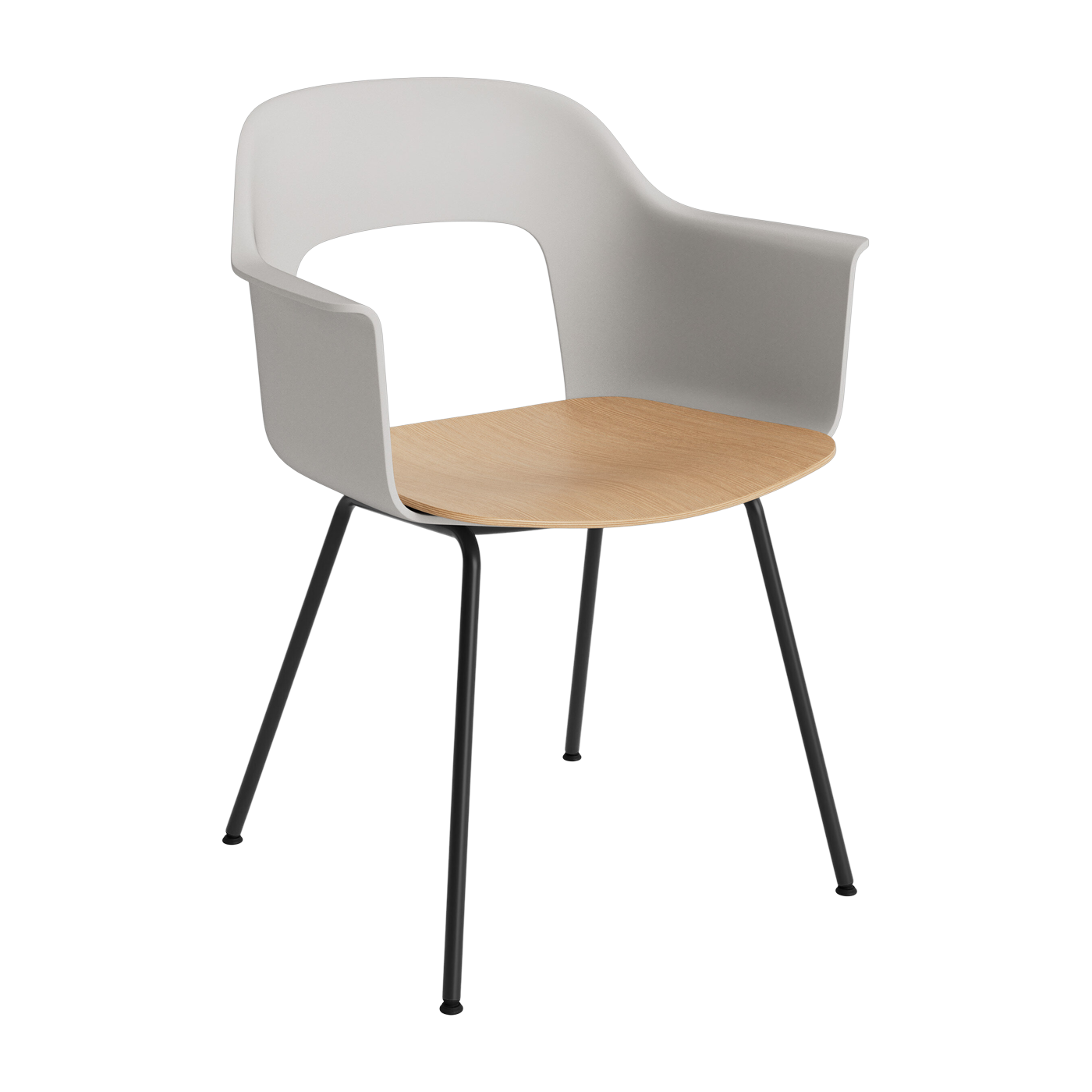 Sedia con braccioli grigio cielo in legno e acciaio nero Layout 212 - HAY
