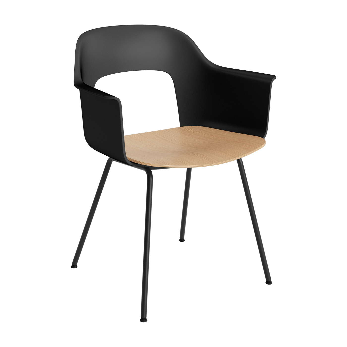 Sedia con braccioli in legno nero e acciaio nero Layout 212 - HAY