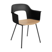 Sedia con braccioli in legno nero e acciaio nero Layout 212 - HAY
