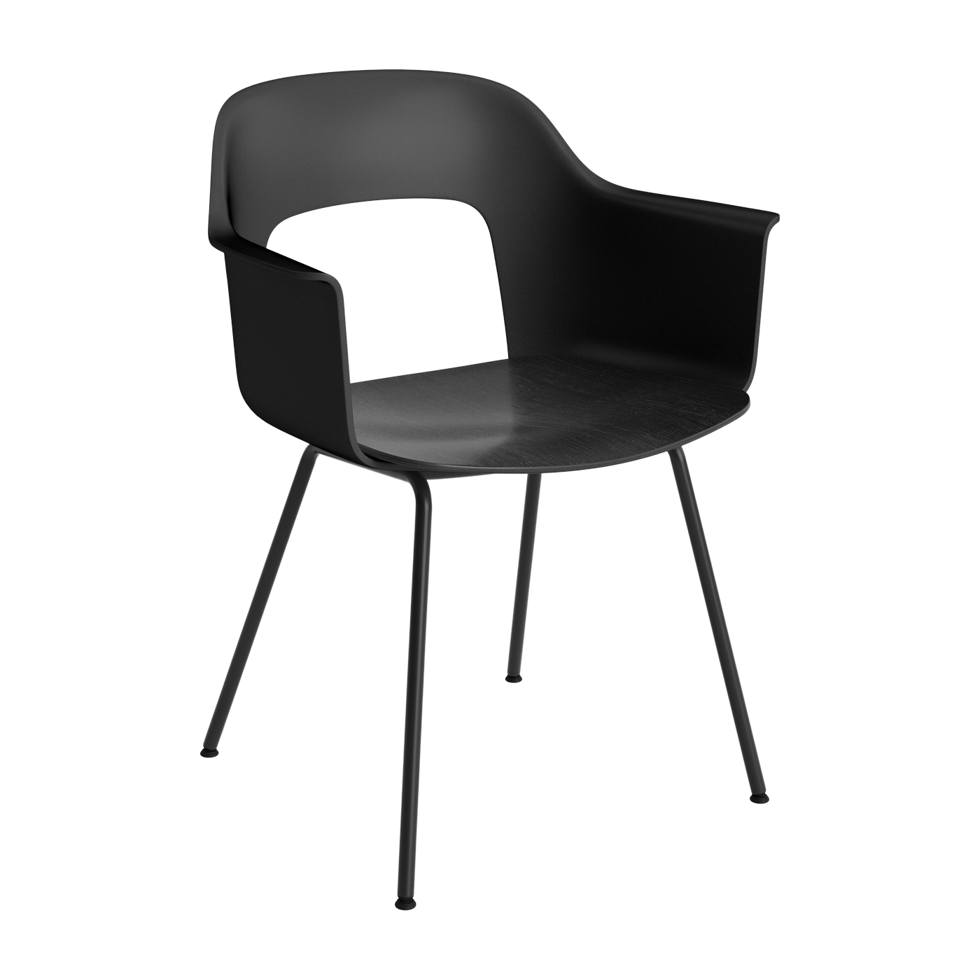 Sedia con braccioli nero legno nero e acciaio nero Layout 212 - HAY