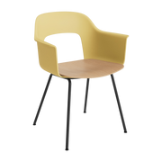 Sedia con braccioli in legno giallo e acciaio nero Layout 212 - HAY