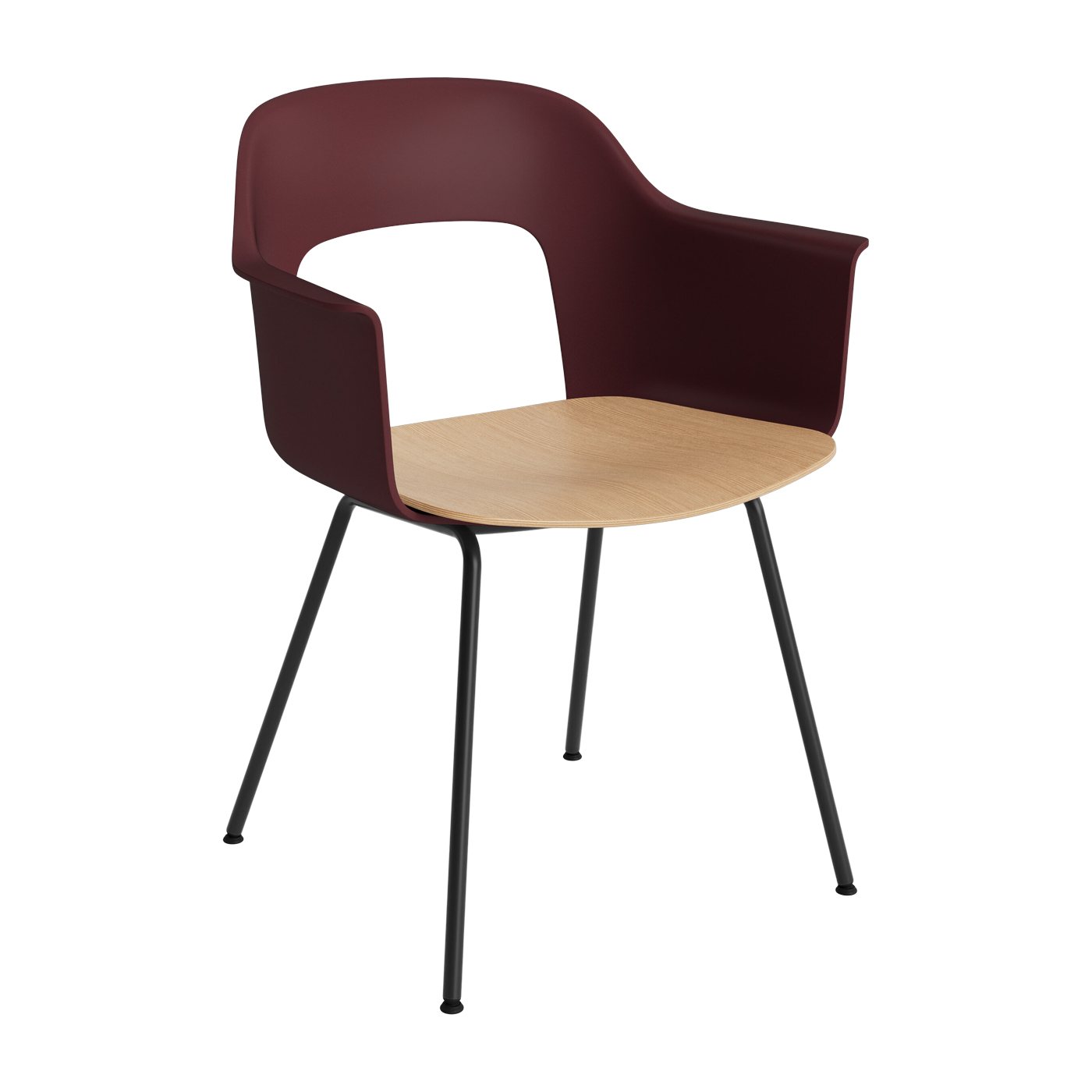 Sedia con braccioli bordeaux in legno e acciaio nero Layout 212 - HAY
