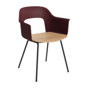 Silla con reposabrazos burdeos madera y acero negro Layout 212 - HAY