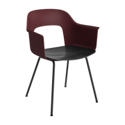 Sedia con braccioli bordeaux, legno nero e acciaio nero Layout 212 - HAY
