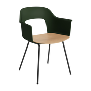 Sedia con braccioli verde bottiglia in legno e acciaio nero Layout 212 - HAY