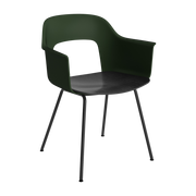 Sedia con braccioli verde bottiglia, legno nero e acciaio nero Layout 212 - HAY