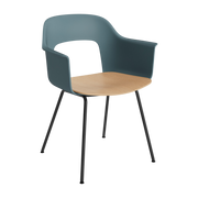 Sedia con braccioli blu oceano in legno e acciaio nero Layout 212 - HAY