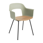 Sedia con braccioli verde pastello in legno e acciaio nero Layout 212 - HAY