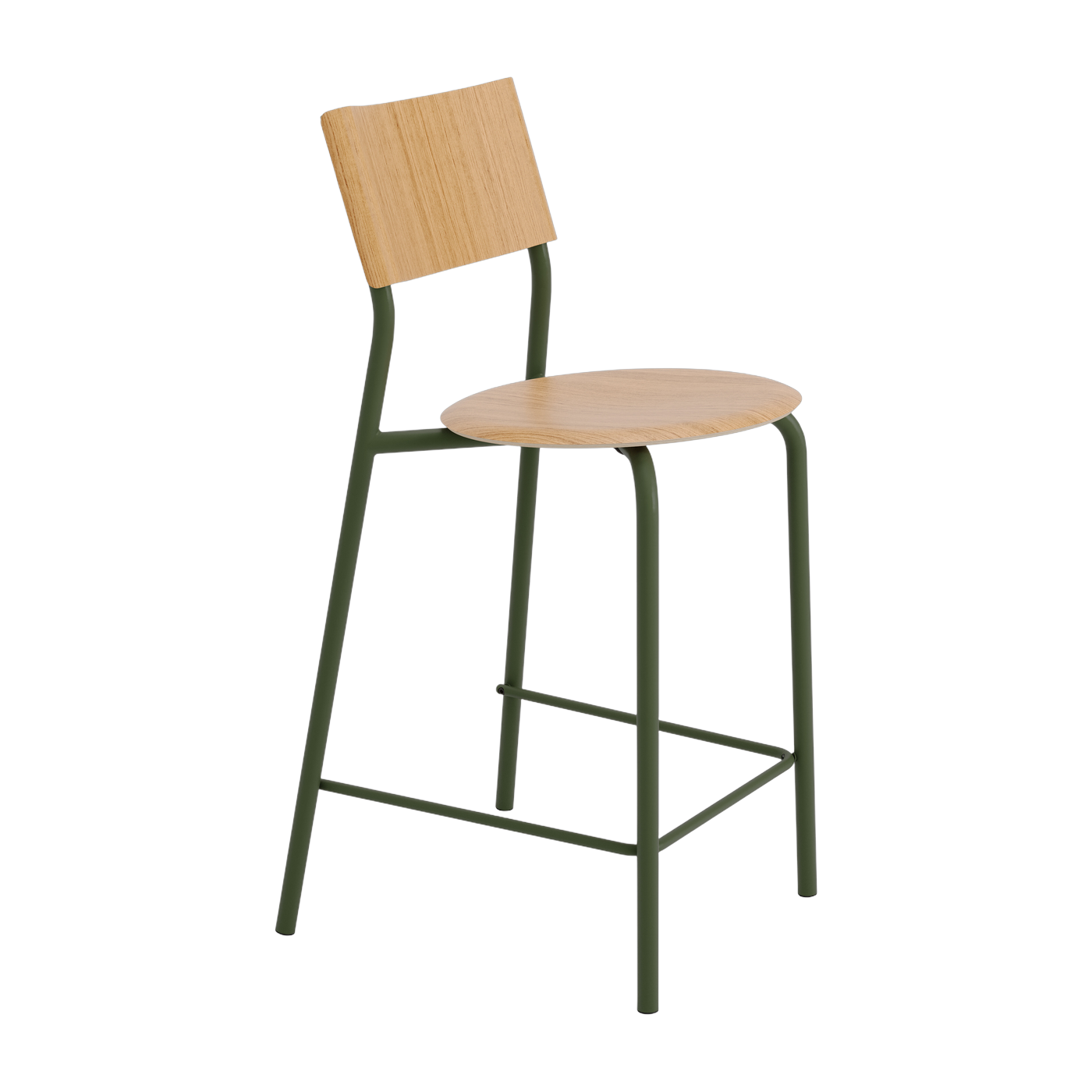 Silla de bar de roble y acero verde caqui 65 cm SSD - TIPTOE