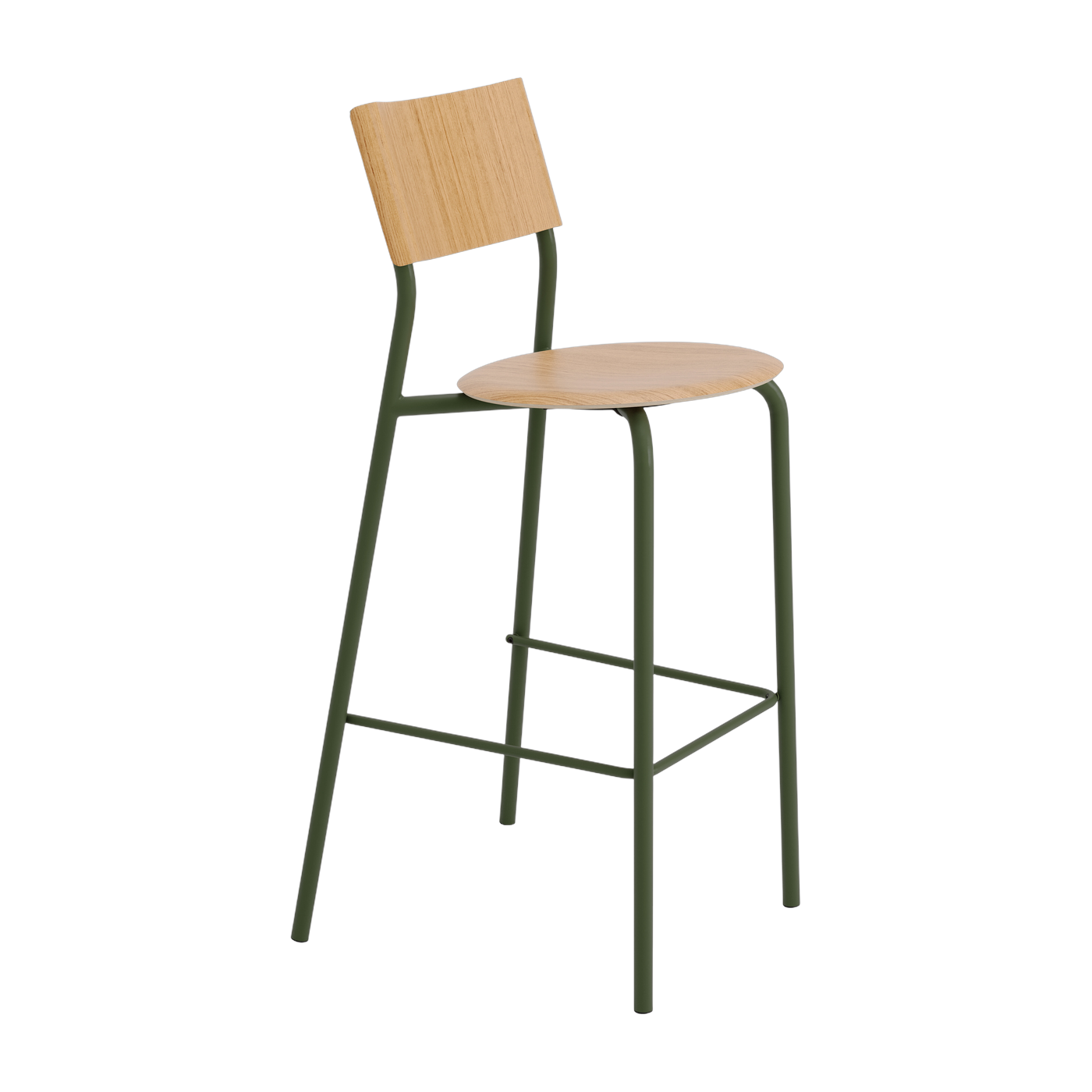 Silla de bar de roble y acero verde caqui 75 cm SSD - TIPTOE