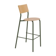 SSD khaki green oak and steel bar stool, 75 cm - TIPTOE