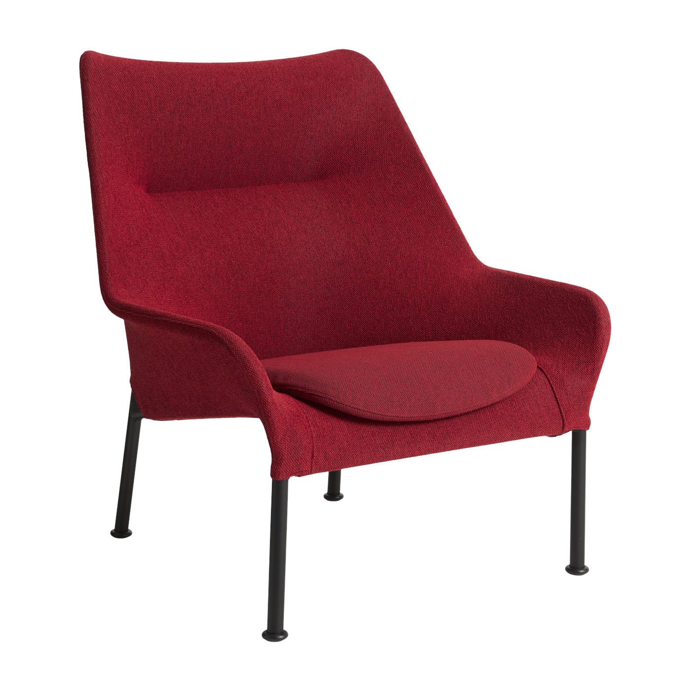 O2 armchair in red fabric and black steel - HAY