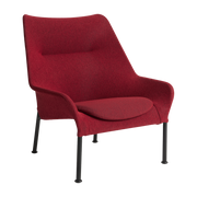 Sillón de tela roja y acero negro O2 - HAY