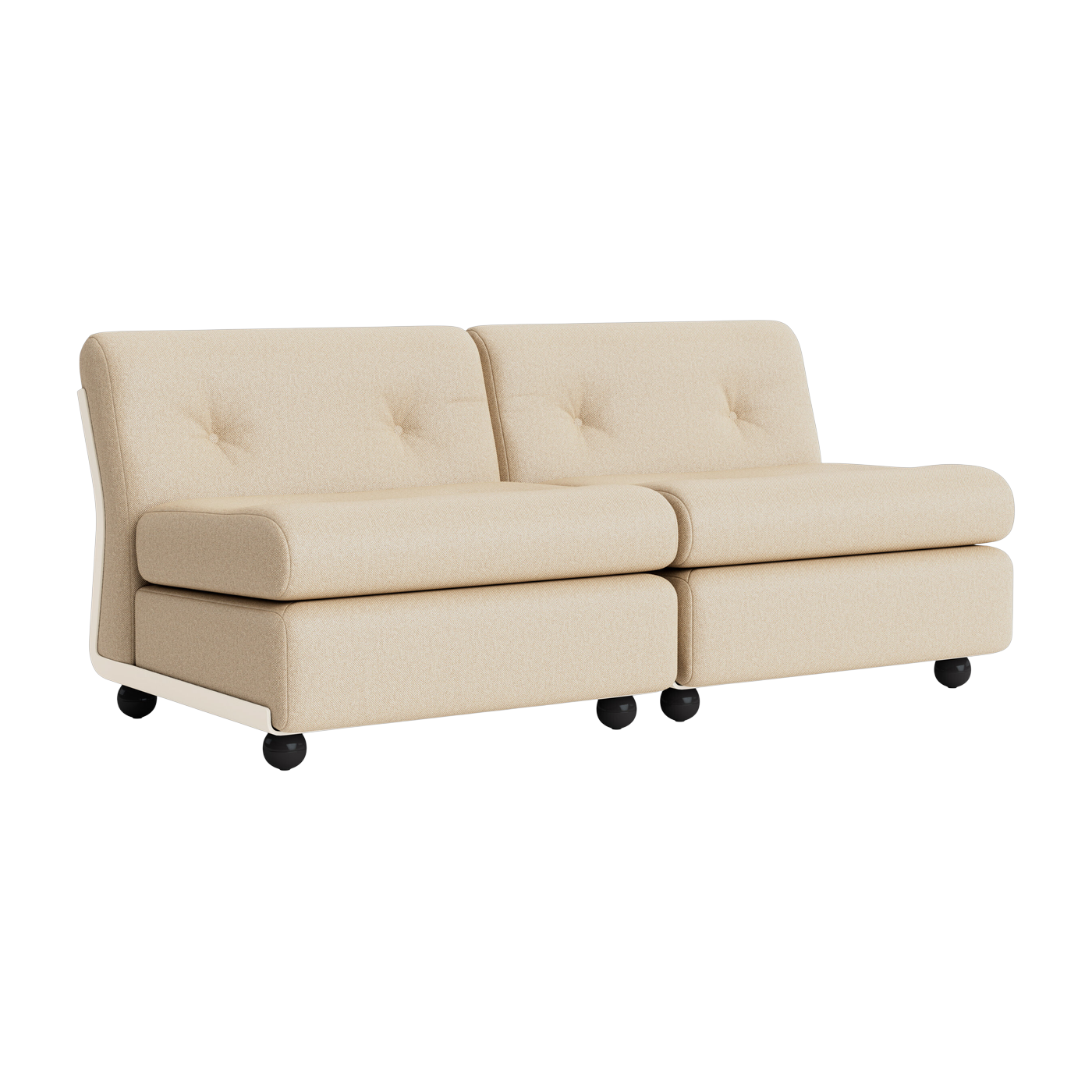 2-Sitzer Sofa Amanta mit cremeweiß Schale und beige Stoff - HAY