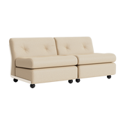 Divano 2 posti Amanta guscio bianco crema e tessuto beige - HAY