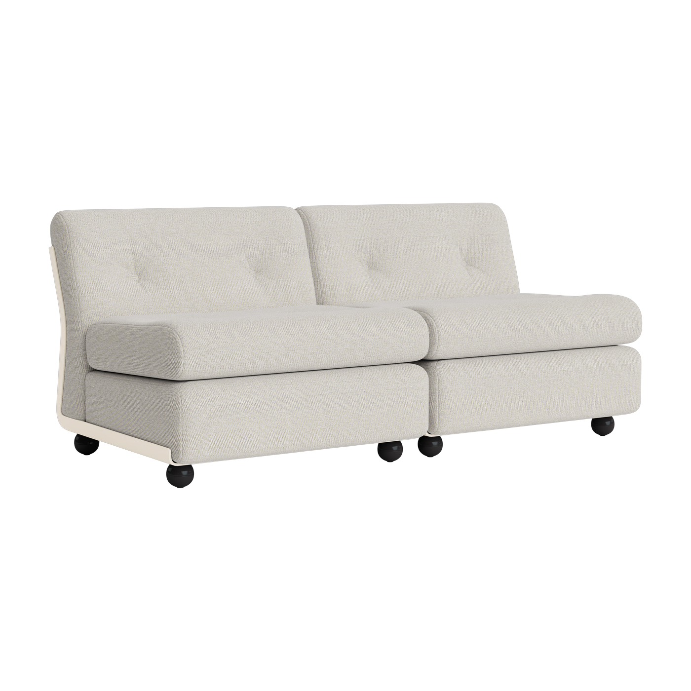 2-Sitzer Sofa Amanta mit cremeweiß Schale und graubeige Stoff - HAY