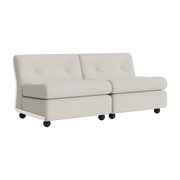 2-Sitzer Sofa Amanta mit cremeweiß Schale und graubeige Stoff - HAY