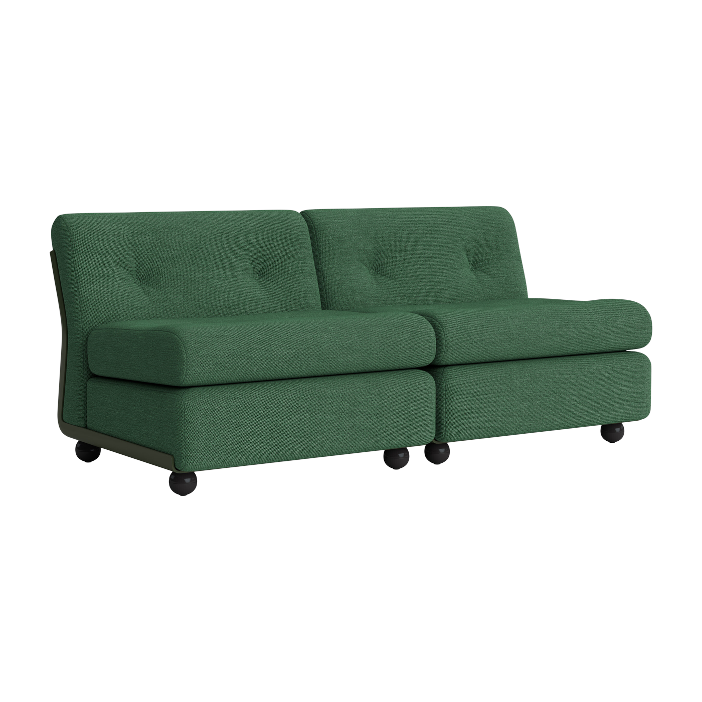 2-Sitzer Sofa grüne Schale und flaschengrünem Gewebe Amanta - HAY