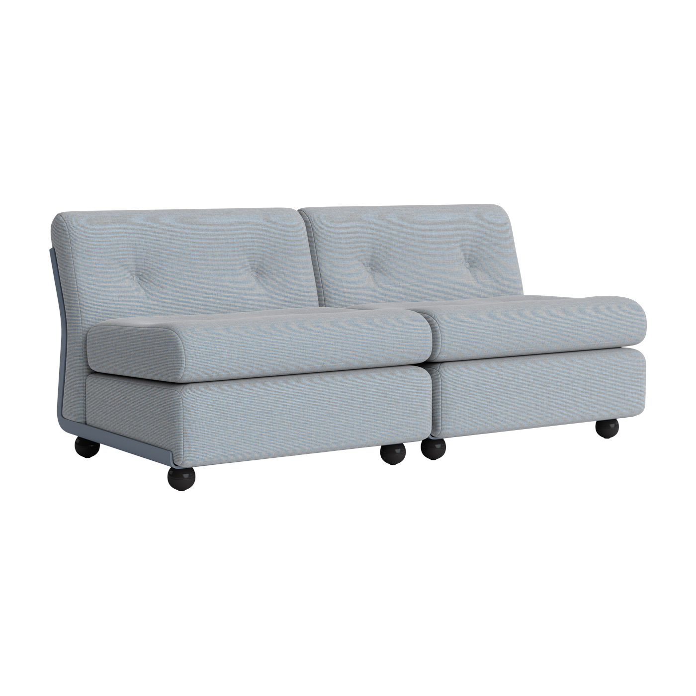 2-Sitzer Sofa blaue Schale und blauem Gewebe Amanta - HAY