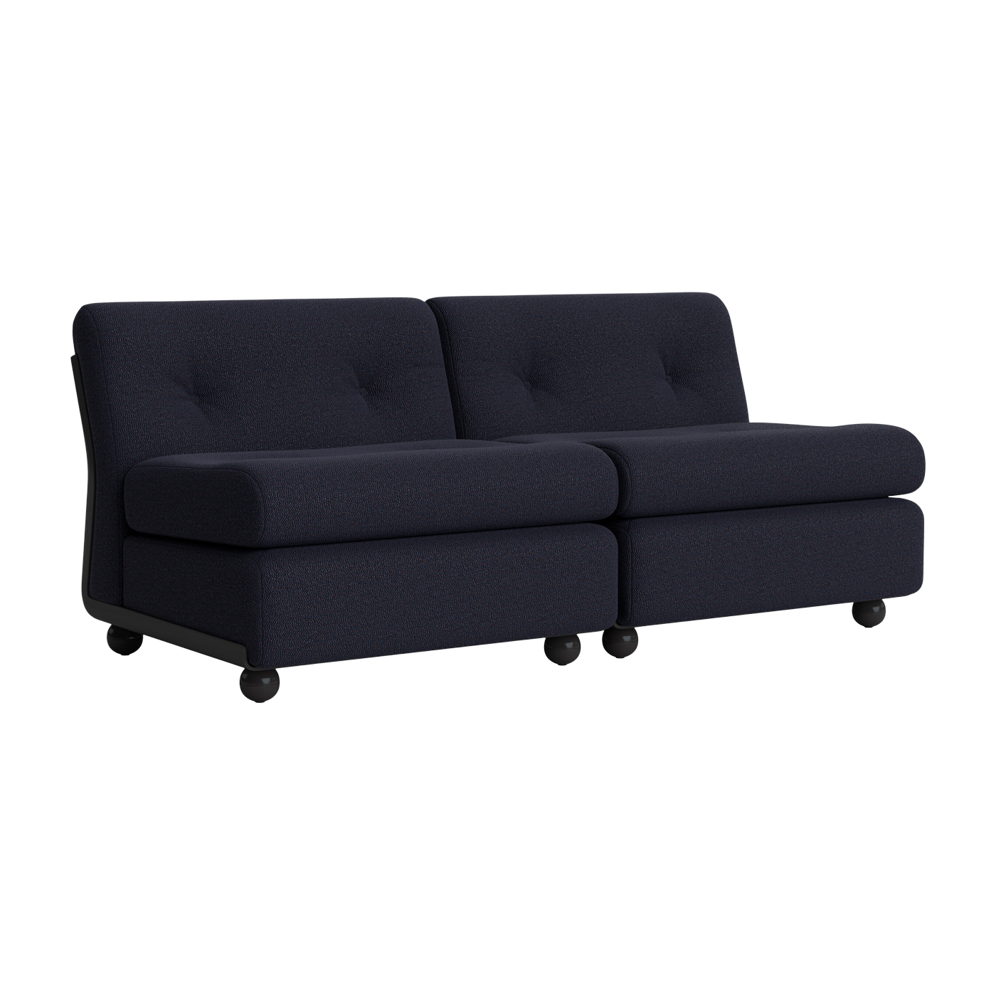 2-Sitzer Sofa anthrazitgraue Schale und blaurotes Gewebe Amanta - HAY