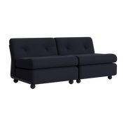2-Sitzer Sofa anthrazitgraue Schale und blaurotes Gewebe Amanta - HAY