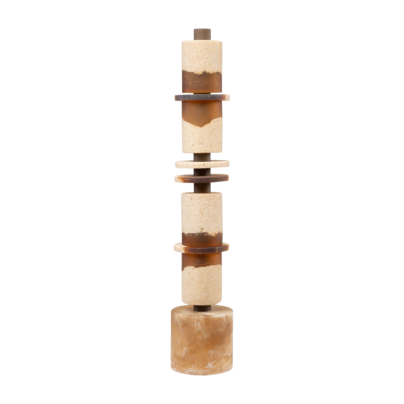 Decorative object made of resin and cream and brown sand, 11x62cm Strata - Versmissen