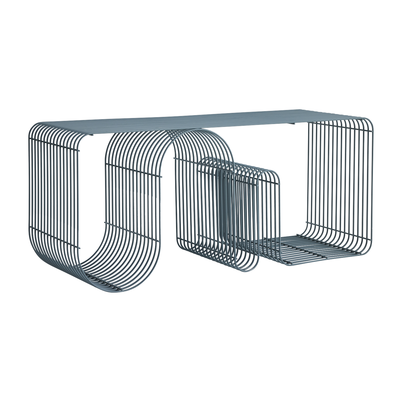 Blue steel bench 100x32x43. 2cm Curva - AYTM