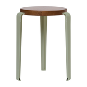 Hocker aus dunkler Eiche und grauem Stahl Eukalyptus Lou - TIPTOE