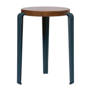 Sgabello in rovere scuro e acciaio blu notte Lou - TIPTOE