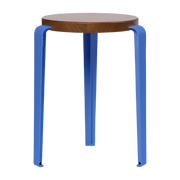 Hocker aus dunkler Eiche und azurblauem Stahl Lou - TIPTOE