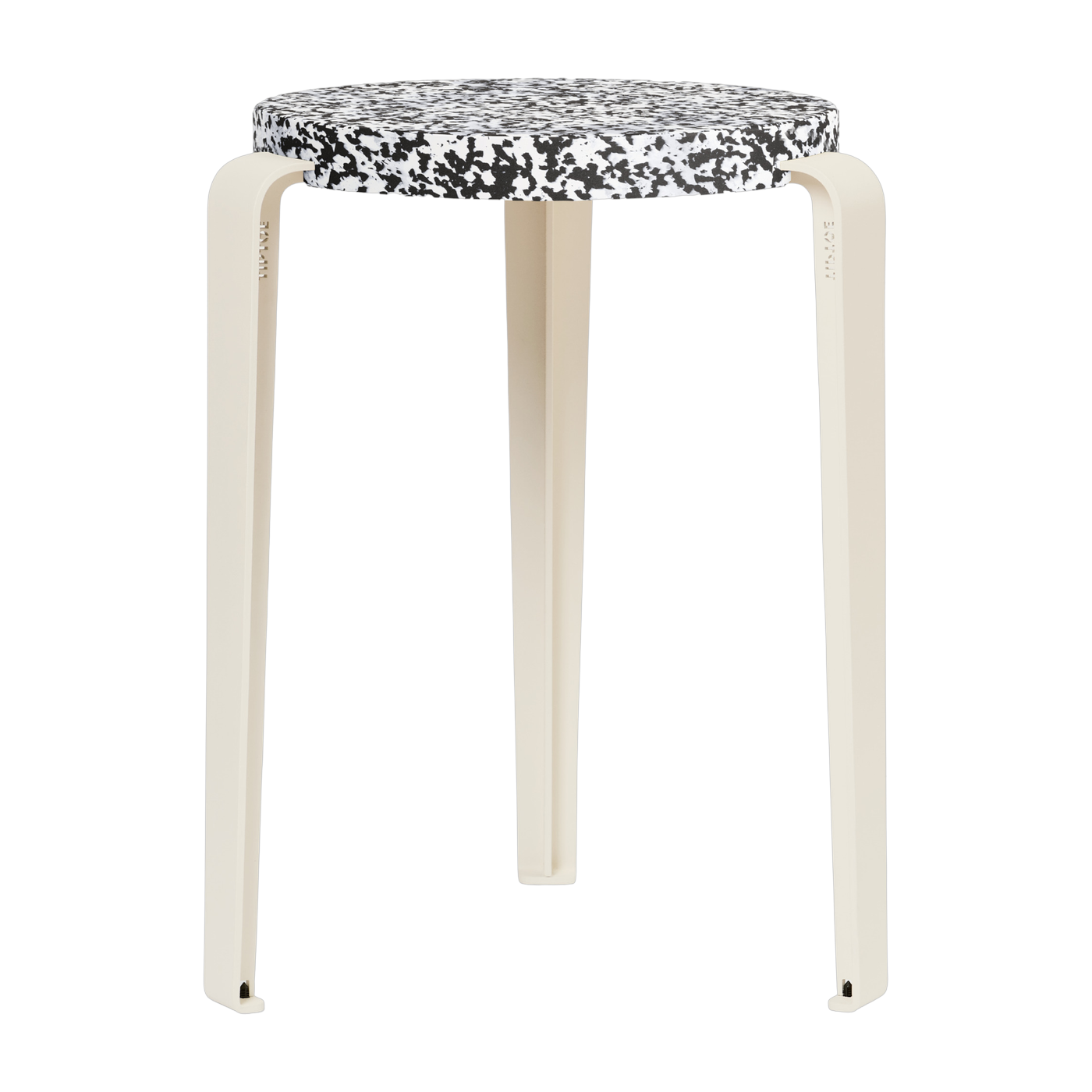 Taburete de plástico reciclado macchiato blanco crema LOU - TIPTOE