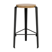 LOU graphite black oak bar stool, 66 cm, medium height - TIPTOE